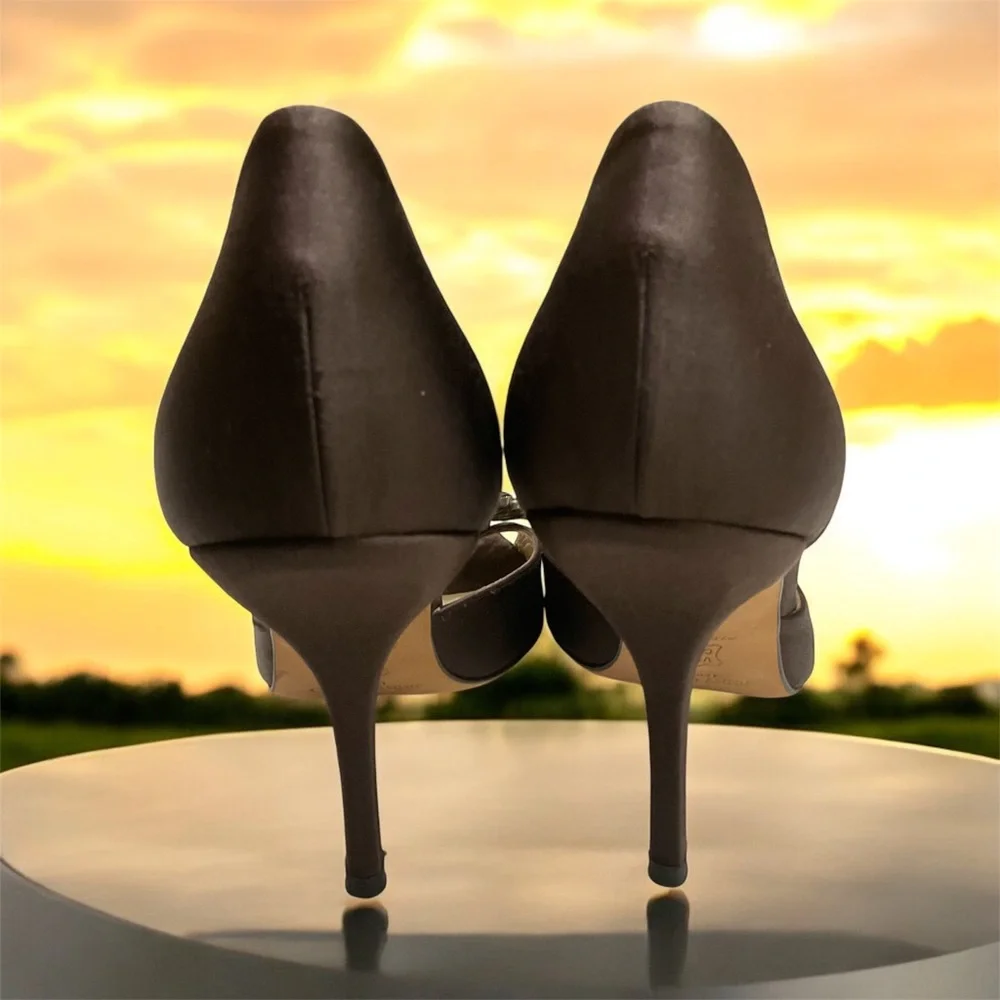 Jimmy Choo Bejeweled Brown Satin Pumps, Vintage, Excellent Condition, Sz 8.5/39 - Picture 5 of 16